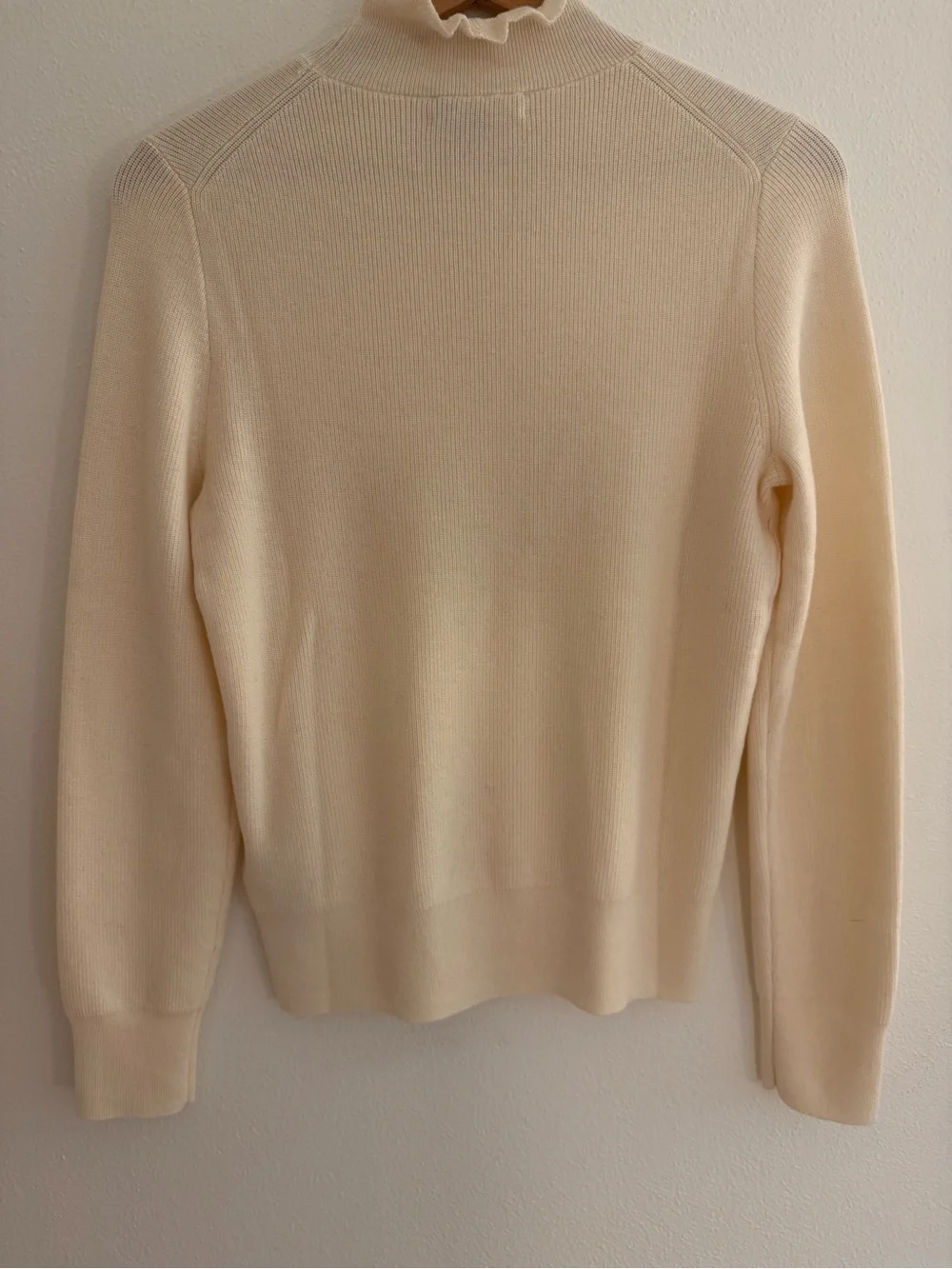 J. Crew Ruffleneck merino wool sweater Small cream - Picture 6 of 9